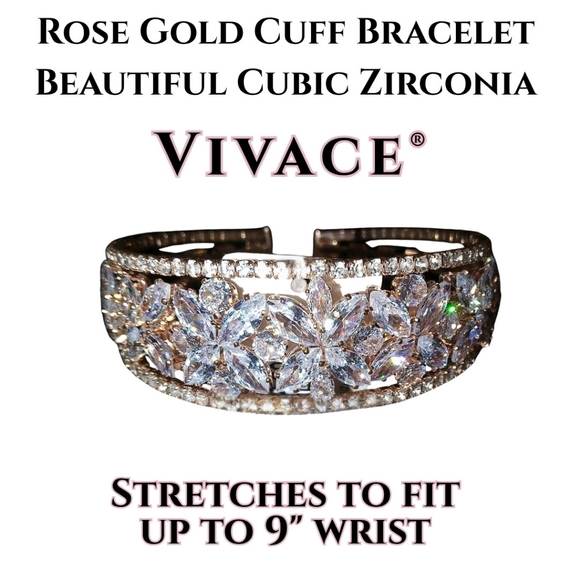 Vivacouture Vivace Rose Gold Vibrant Zirconia Bracelet Flower Sleek Design - Picture 2 of 4